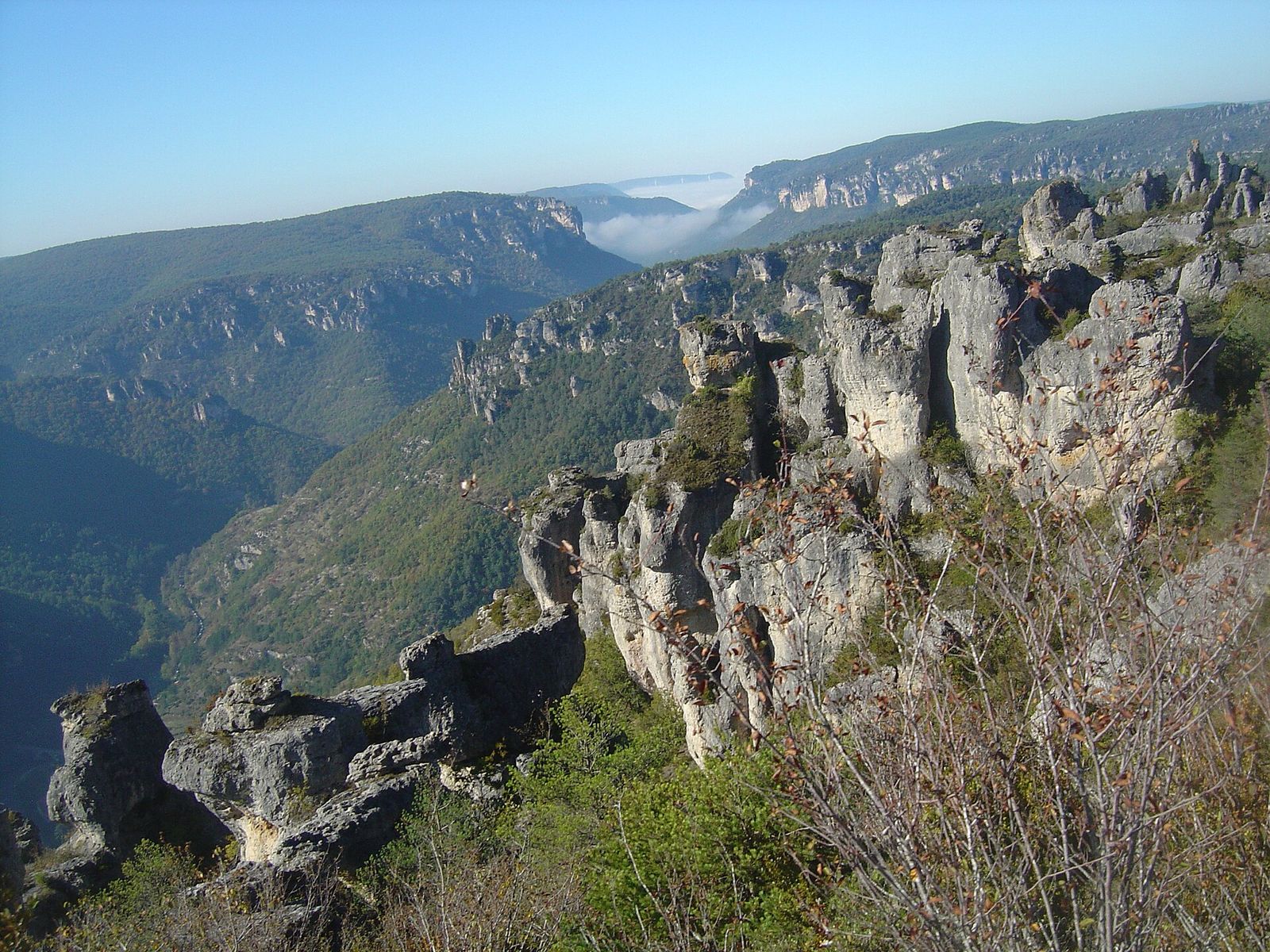 Vue plongeante sur les gorges depuis la corniche rocheuse du Rajol
